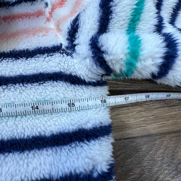 Joules Girls Fleece Quarter Zip Sweater Striped Sherpa Cozy Winter Sz 9-10 Y - Picture 10 of 13